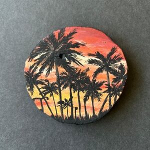Sunset Palm Tree Painted Coaster